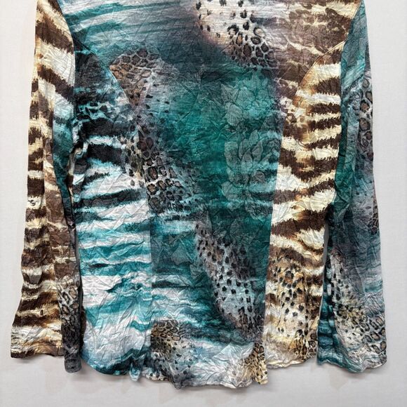 David Cline Women Long Sleeve Blouse Top Button Shirt Size Medium Artsy D006 -12 - Picture 14 of 16